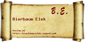 Bierbaum Elek névjegykártya